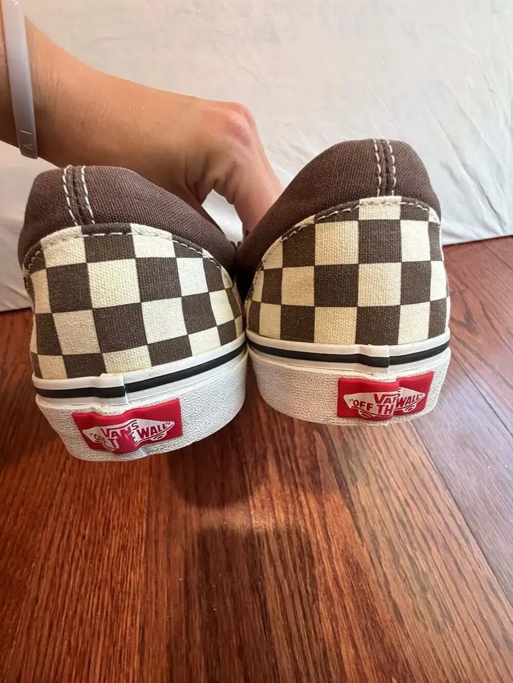 Vans Classic Slip-On Checkerboard Brown Canvas Sneakers